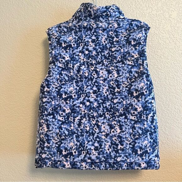 Columbia Reversible Floral Fleece Puffy Vest Girls XXS 4-5 Navy Blue EUC - Picture 2 of 7